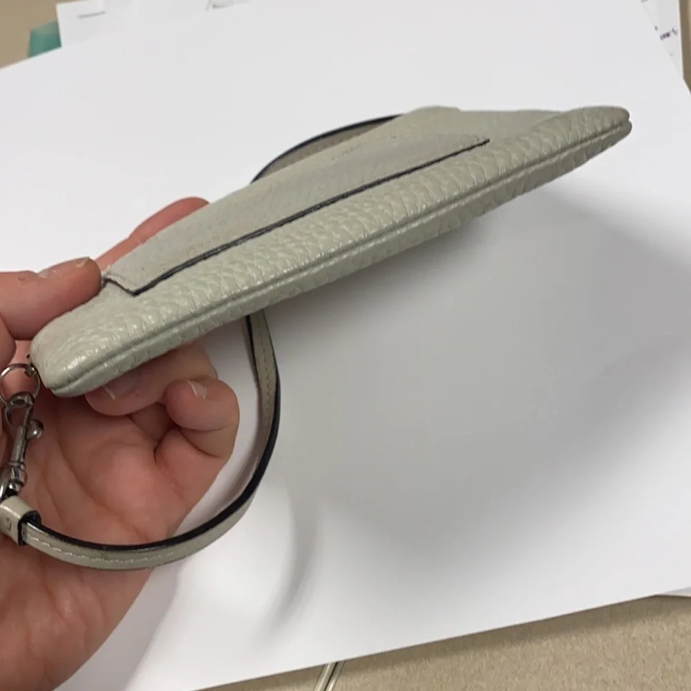 Coach Corner Zip Gray Pebbled Leather Wristlet